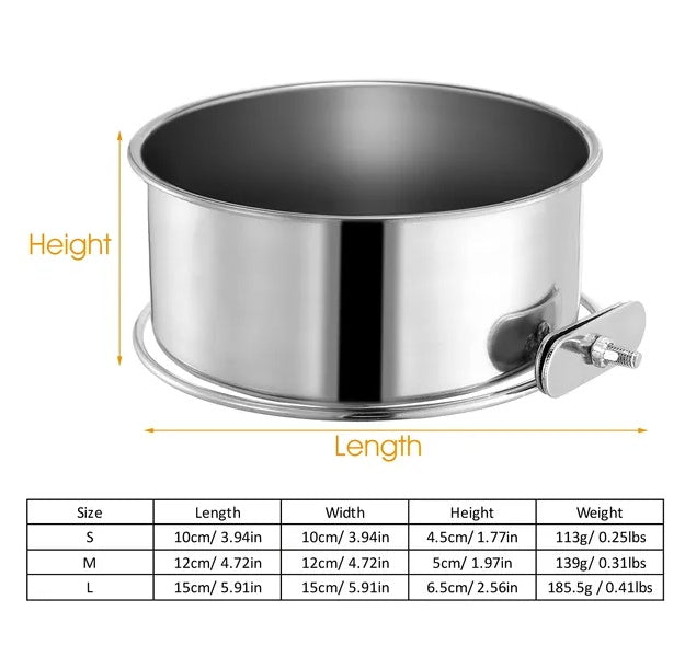 Stainless Steel Dog Bowl Pets Hanging Food Bowl Detachable