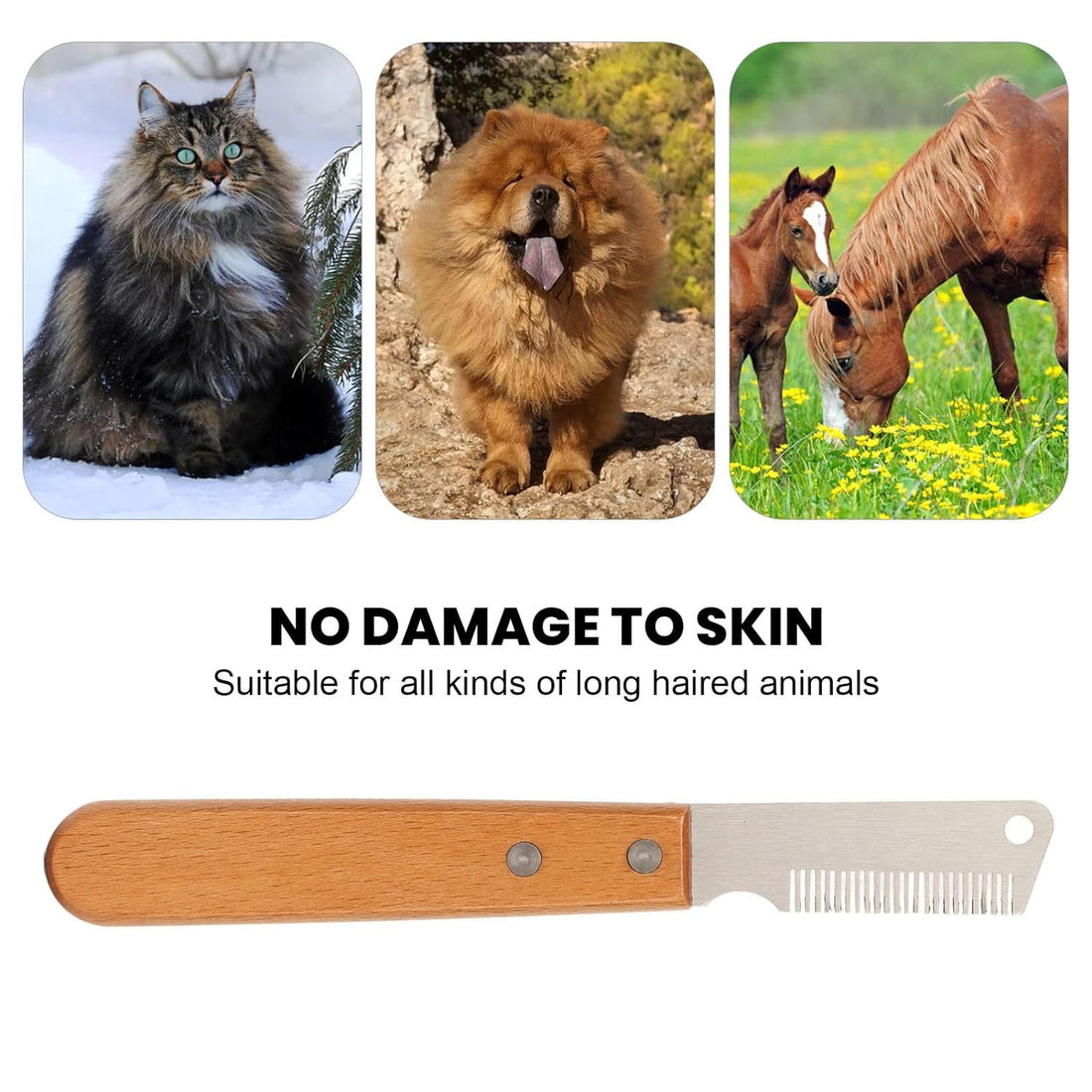 Wood Handle Pet Stripping Knife for Dogs & Cats – Professional Grooming Comb