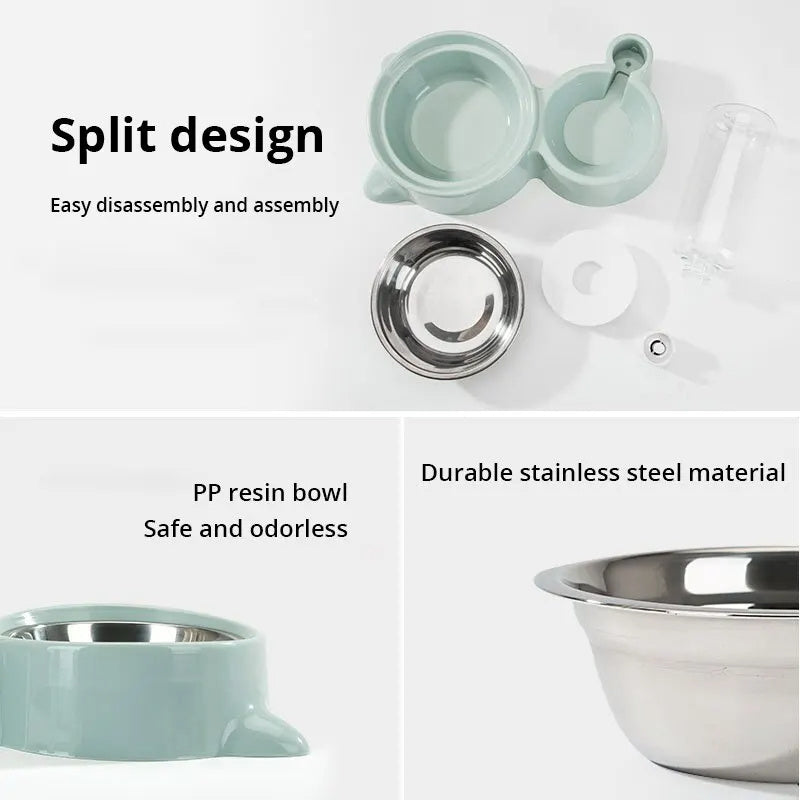 Automatic Pet Water & Food Feeder for Cats and Dogs – Gravity Bowl Dispenser