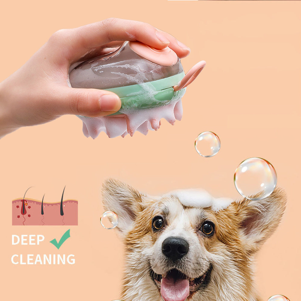 2-in-1 Pet Grooming Brush – Bathing & Massage Shampoo Dispenser for Cats & Dogs